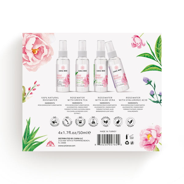 Caria Rose - Rose Water Discovery Set - Rosewater Selection 1.7ozx4