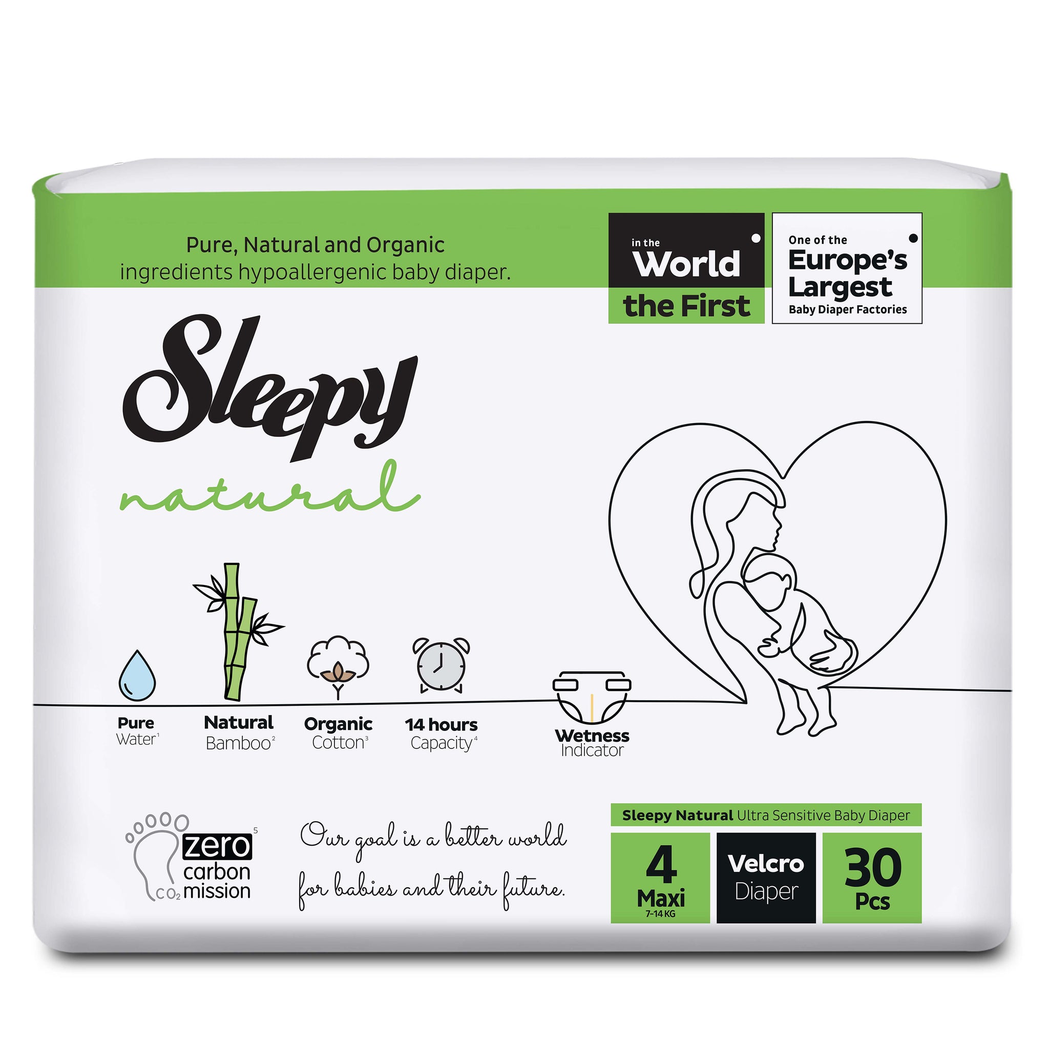 SLEEPY Natural Гаќички за бебиња бр. 4 (7-14 кг), 30 гаќички