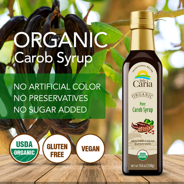 Little Caria Organic Carob Syrup / Extract - USDA ORGANIC, Mediterranean SUPERFOOD, 11.6 oz