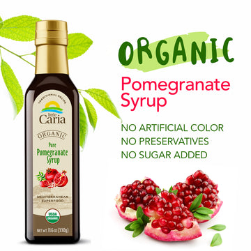 Little Caria Organic Pomegranate Molasses - USDA Organic, Mediterranean Superfood, 11.6 oz